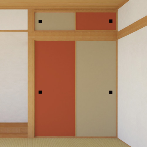 ふすま用リメイクシール伝統色・樺色と白橡のコーディネート