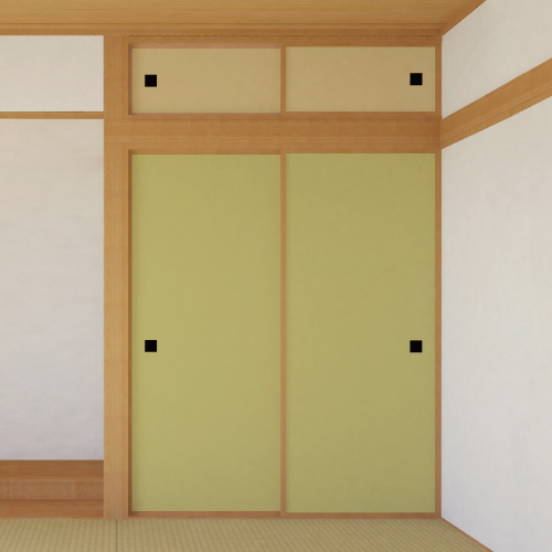 ふすま用リメイクシール伝統色・枯草色と砥粉色のコーディネート