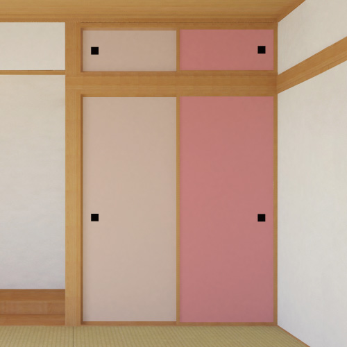 ふすま用リメイクシール伝統色・灰梅と紅梅色のコーディネート