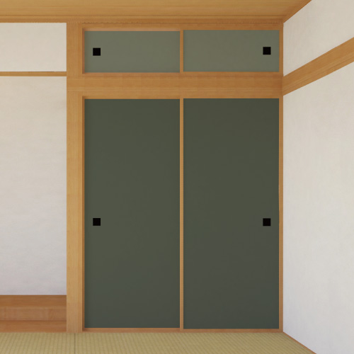 ふすま用リメイクシール伝統色・柳煤竹と利休鼠のコーディネート