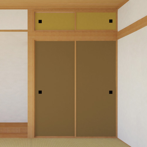 ふすま用リメイクシール伝統色・朽葉色と芥子色のコーディネート