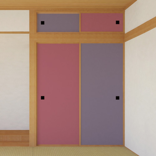 ふすま用リメイクシール伝統色・長春色と鳩羽色のコーディネート