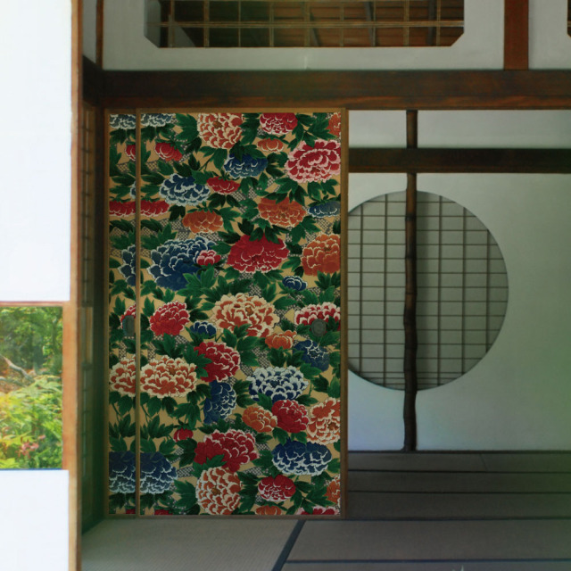ふすま用リメイクシール・いろはなの三つ色牡丹